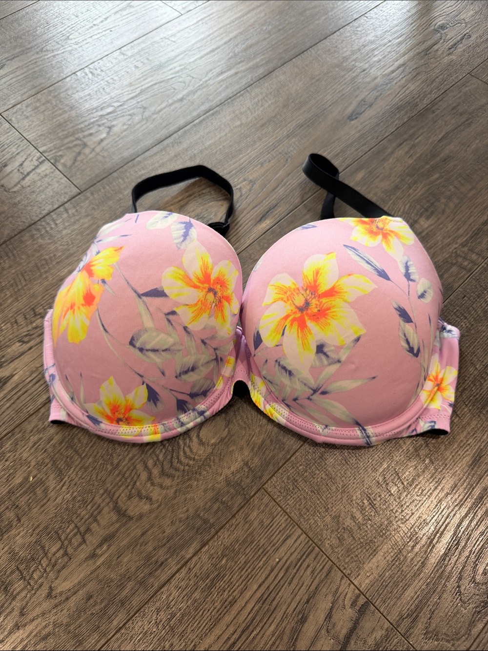 Floral Underwire Bra - Pink Sz 34DD